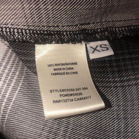 Cloth and Stone Plaid Shirt Dress XS Long Sleeve Popover Raw Hem‎ Black White - Picture 4 of 4